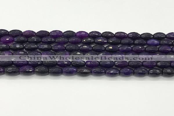 CAA5477 15.5 inches 8*12mm faceted rice agate beads