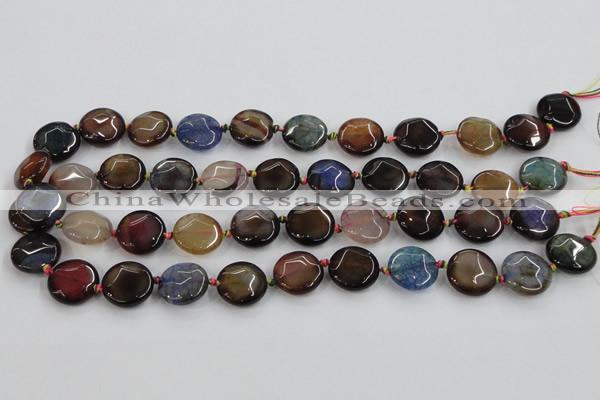 CAA562 15.5 inches 18mm faceted flat round dragon veins agate beads