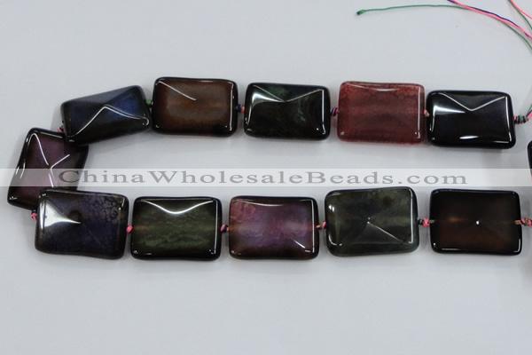 CAA591 15.5 inches 25*35mm faceted rectangle dragon veins agate beads