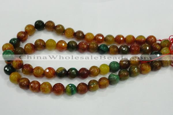 CAA718 15.5 inches 12mm faceted round fire crackle agate beads