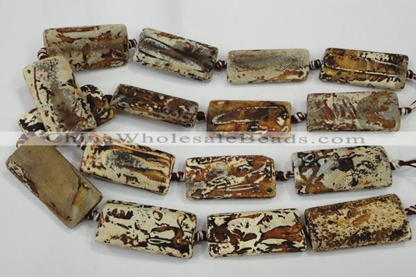 CAA757 15.5 inches 21*41mm rectangle wooden agate beads wholesale