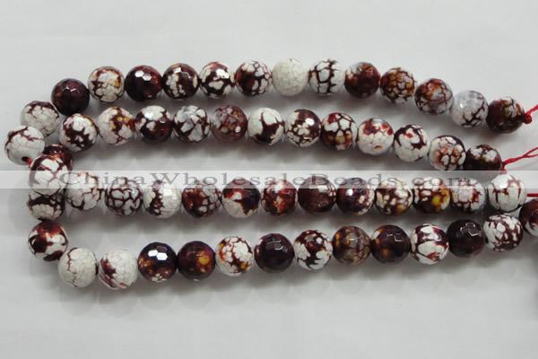 CAA806 15.5 inches 14mm faceted round fire crackle agate beads