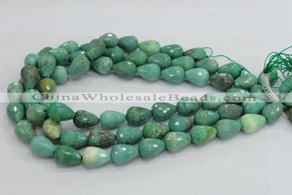 CAB15 15.5 inches 12*18mm faceted teardrop green grass agate beads