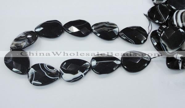 CAB317 15.5 inches 30*40mm faceted teardrop black agate gemstone beads