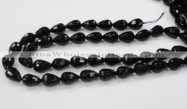 CAB331 15.5 inches 13*17mm faceted teardrop black agate gemstone beads