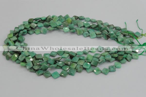 CAB35 15.5 inches 8*8mm faceted diamond green grass agate beads