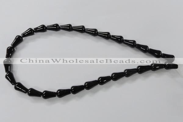 CAB736 15.5 inches 8*14mm teardrop black agate gemstone beads