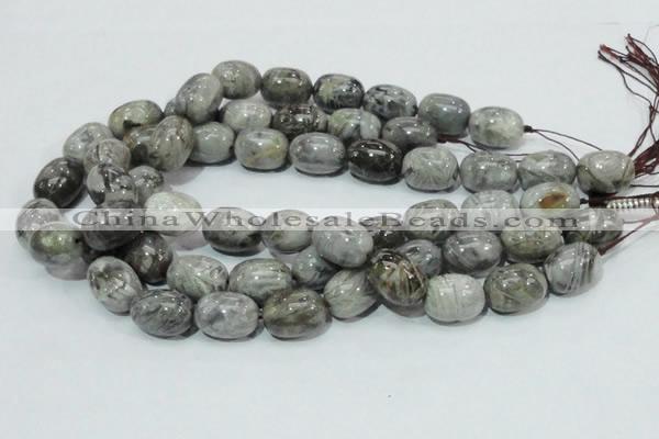 CAB74 15.5 inches 15*20mm egg-shaped silver needle agate beads