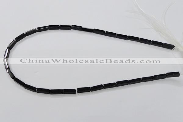 CAB839 15.5 inches 4*12mm cuboid black agate gemstone beads wholesale