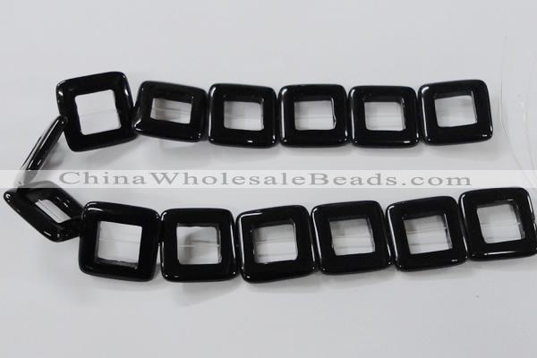 CAB863 15.5 inches 28*28mm square black agate gemstone beads wholesale