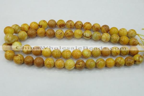 CAB936 15.5 inches 14mm round yellow crazy lace agate beads wholesale