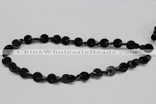 CAB994 15.5 inches 12*12mm curved moon black agate gemstone beads