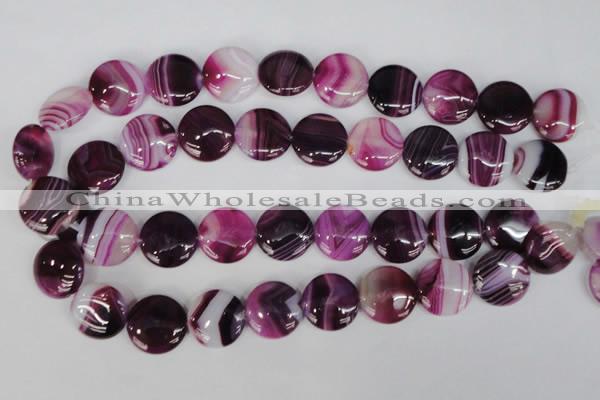 CAG1200 15.5 inches 20mm flat round line agate gemstone beads