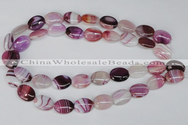 CAG1201 15.5 inches 15*20mm oval line agate gemstone beads