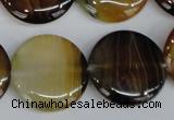 CAG1309 15.5 inches 25mm flat round line agate gemstone beads