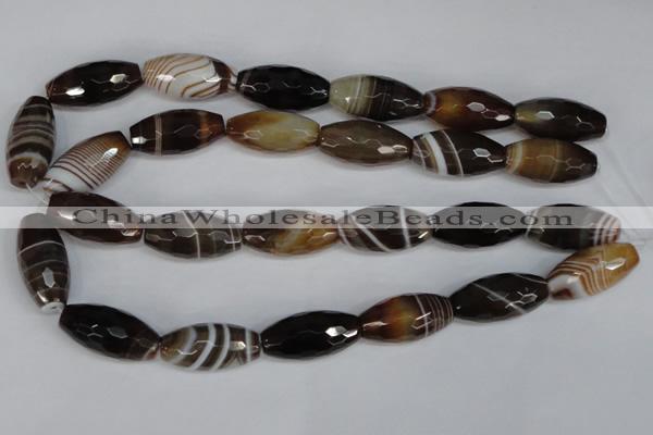 CAG1344 15.5 inches 15*30mm faceted rice line agate gemstone beads