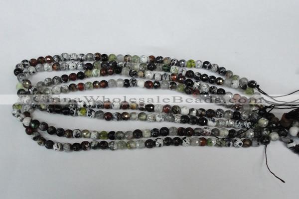 CAG1503 15.5 inches 6mm faceted round fire crackle agate beads