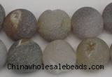 CAG1841 15.5 inches 16mm round matte druzy agate beads whholesale