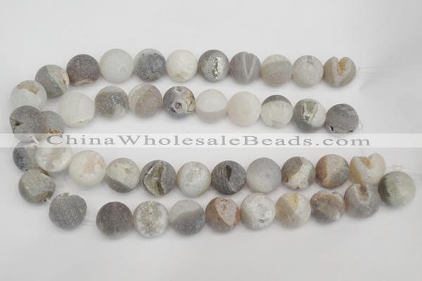 CAG1842 15.5 inches 18mm round matte druzy agate beads whholesale