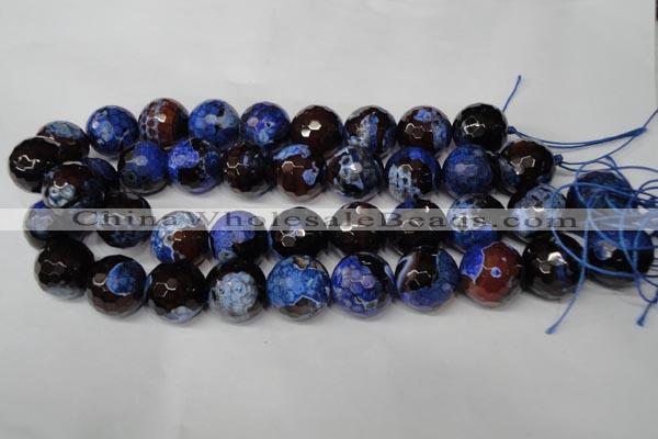 CAG2237 15.5 inches 18mm faceted round fire crackle agate beads