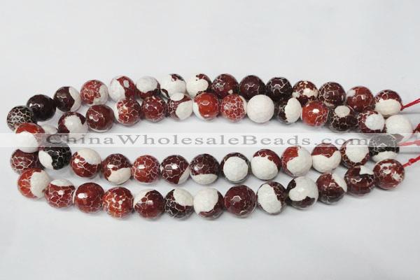 CAG2255 15.5 inches 14mm faceted round fire crackle agate beads