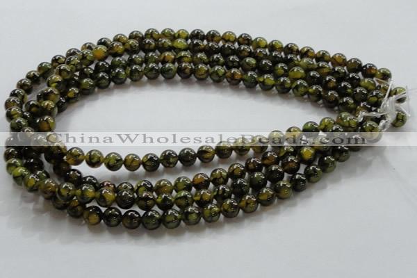 CAG234 15.5 inches 8mm round dragon veins agate gemstone beads