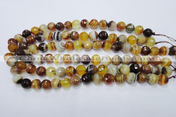 CAG2711 15.5 inches 6mm faceted round yellow line agate beads