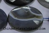 CAG2738 15.5 inches 30*40mm faceted oval grey line agate beads