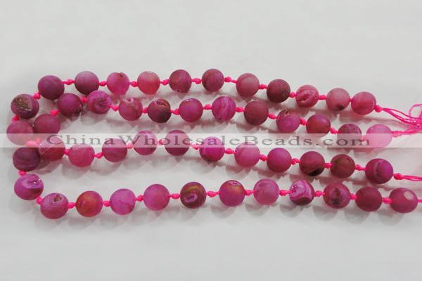 CAG2803 15.5 inches 12mm round matte druzy agate beads whholesale