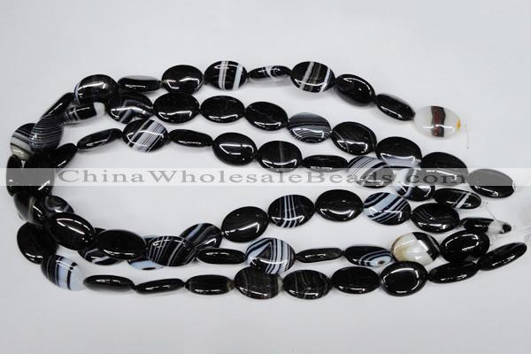 CAG3003 15.5 inches 13*18mm oval black line agate beads