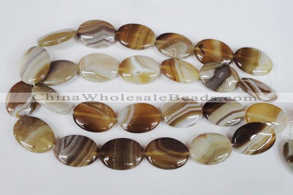 CAG3134 15.5 inches 15*20mm oval brown line agate beads