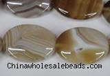 CAG3135 15.5 inches 18*25mm oval brown line agate beads