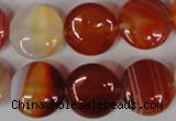 CAG3184 15.5 inches 16mm flat round red line agate beads