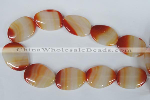 CAG3269 15.5 inches 28*40mm freeform red line agate beads