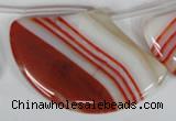 CAG3295 Top-drilled 35*55mm sector red line agate beads