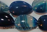 CAG3472 15.5 inches 18*25mm flat teardrop blue line agate beads