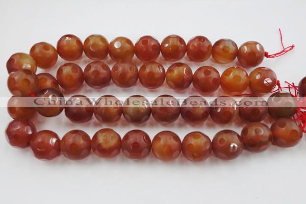 CAG3667 15.5 inches 20mm carved round matte red agate beads