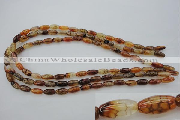 CAG4126 15.5 inches 6*12mm rice dragon veins agate beads