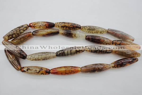 CAG4129 15.5 inches 12*40mm rice dragon veins agate beads