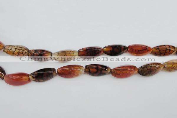 CAG4164 15.5 inches 10*20mm twisted trihedron dragon veins agate beads