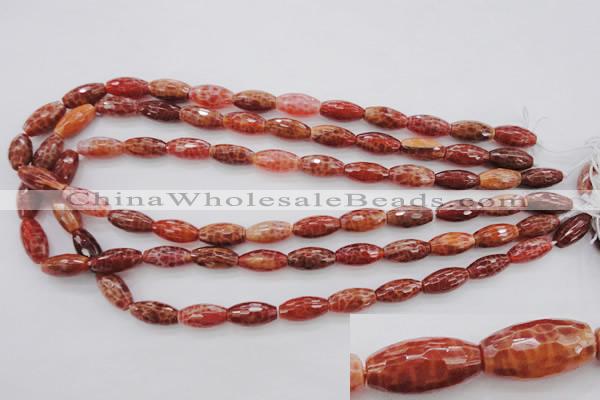 CAG4195 15.5 inches 8*16mm faceted rice natural fire agate beads