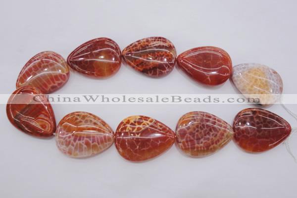 CAG4222 15.5 inches 30*40mm flat teardrop natural fire agate beads