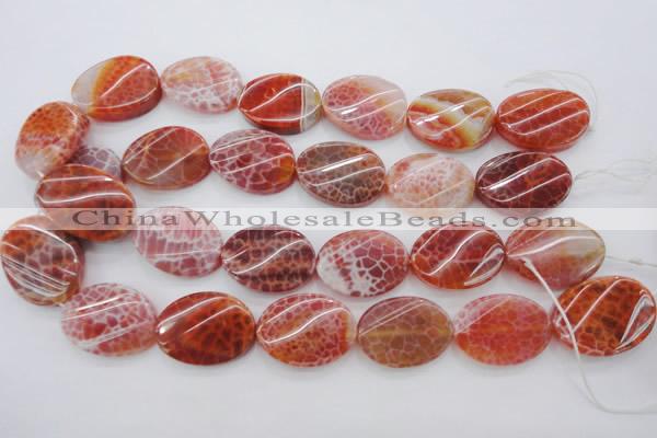 CAG4240 15.5 inches 22*30mm twisted oval natural fire agate beads