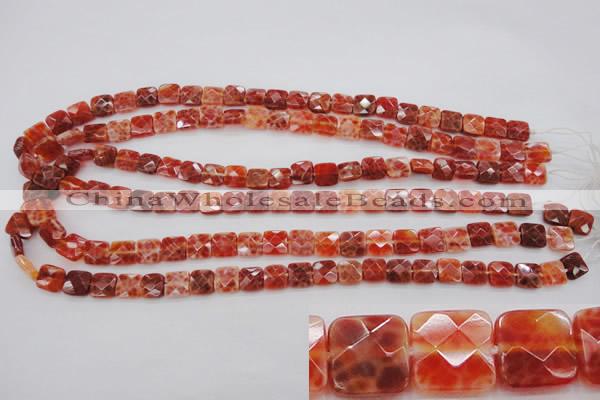 CAG4250 15.5 inches 8*8mm faceted square natural fire agate beads