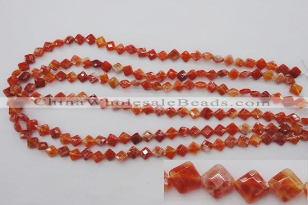 CAG4260 15.5 inches 6*6mm faceted diamond natural fire agate beads