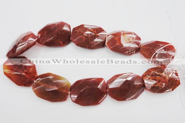 CAG4288 30*40mm faceted & twisted octagonal natural fire agate beads