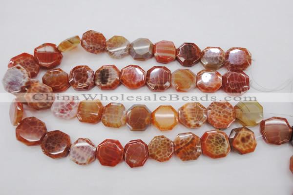 CAG4290 15.5 inches 20*20mm octagonal natural fire agate beads