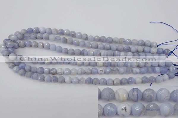 CAG4362 15.5 inches 8mm faceted round blue lace agate beads