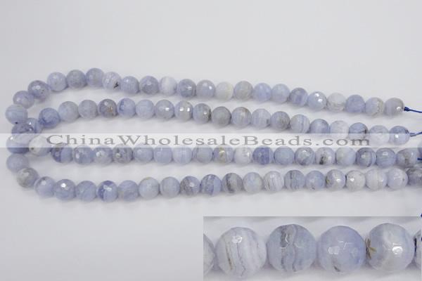 CAG4363 15.5 inches 10mm faceted round blue lace agate beads