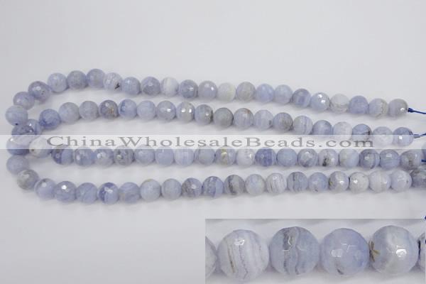 CAG4364 15.5 inches 12mm faceted round blue lace agate beads